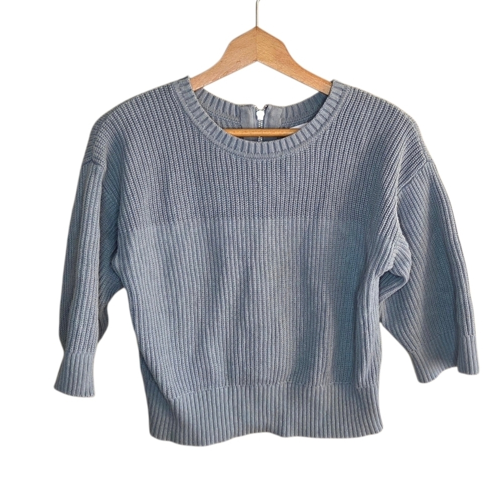 Cabi #3522 Fair Play Reversible Sweater in Blue Ice Size XS